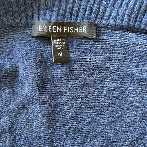 Eileen Fisher Blue Waterfall Open Front Lightweight Cardigan Medium Long Sleeve - Picture 9 of 9